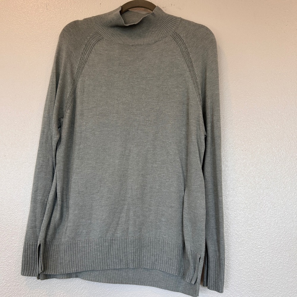H&M Basics BlueMock Neck Raglan Sleeve Side Slit Knit Sweater Women's Size Small